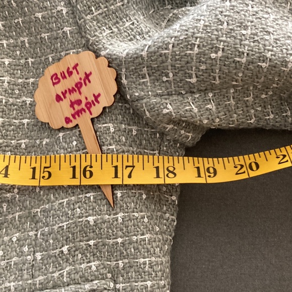 Express short green & white blazer, faux pockets size Medium - Picture 15 of 15